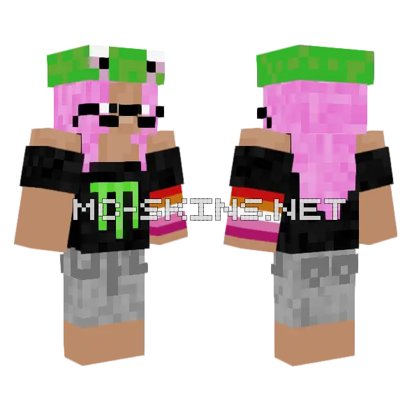 Cute Frog Girl Minecraft skin, front and back