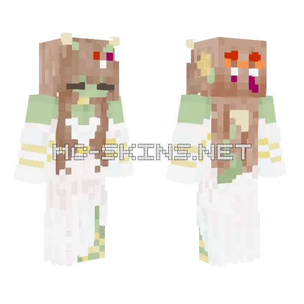 Cute Froggy Girl Minecraft skin, front and back