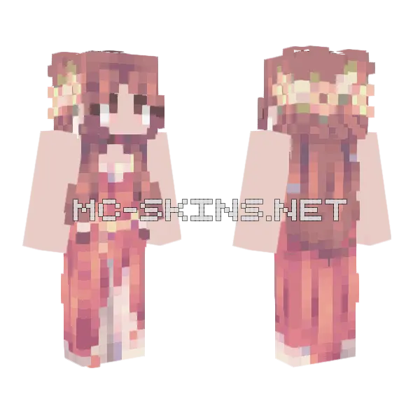 Cute Girl With Flowers Minecraft skin, front and back