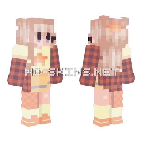 Cute Girl With Stars Minecraft skin, front and back