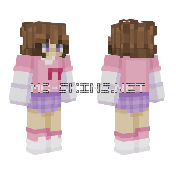 Cute Pastel Girl Minecraft skin, front and back