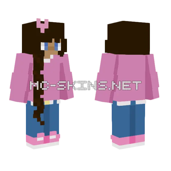 Cute Pink Bear Girl, front and back