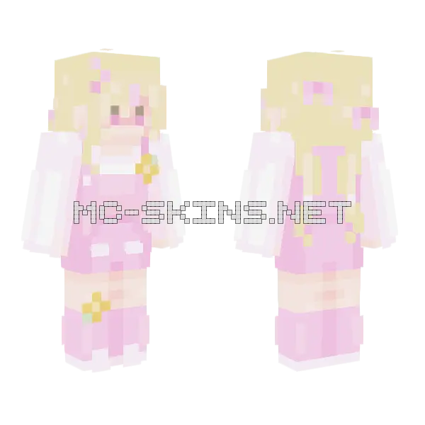 Cute Pink Girl Minecraft skin, front and back