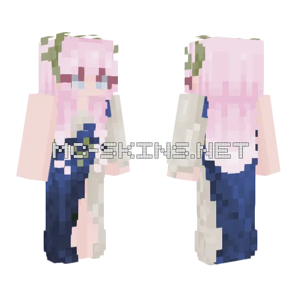 Cute Pink Haired Goddess Minecraft skin, front and back