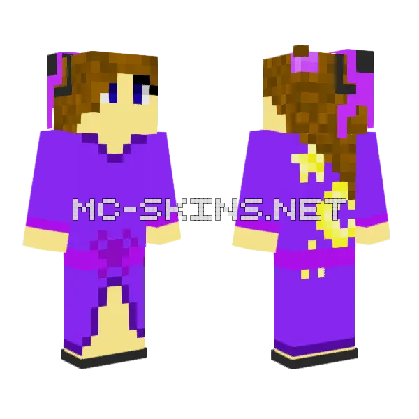 Cute Purple Witch Minecraft skin, front and back