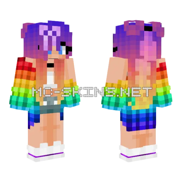 Cute Rainbow Edit Minecraft skin, front and back