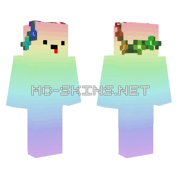 Cute Rainbow Fella Minecraft skin, front and back
