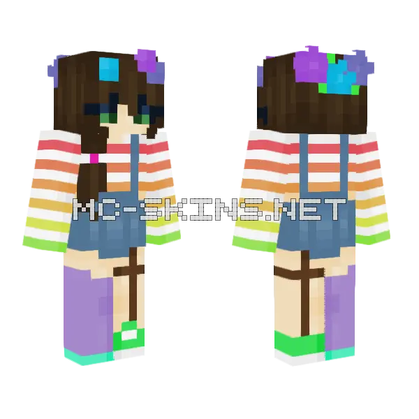 Cute Rainbow Skin Minecraft skin, front and back