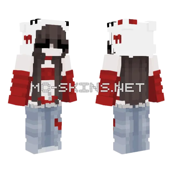 Cute Red Hello Kitty Minecraft skin, front and back