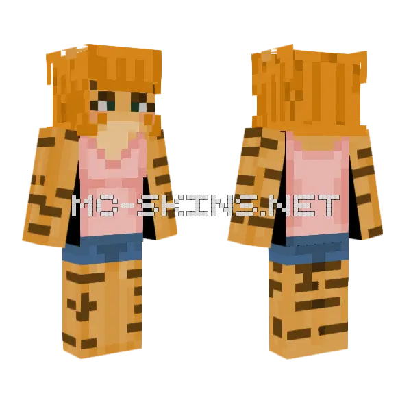 Cute Tiger Girl Minecraft skin, front and back
