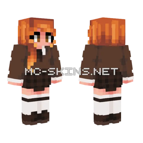 Cute Uniformed Ginger Girl Minecraft skin, front and back