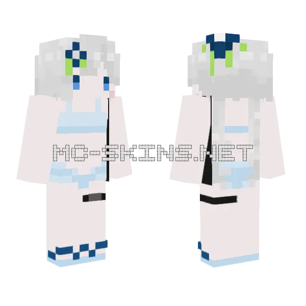 Cute White Hair Girl Minecraft skin, front and back