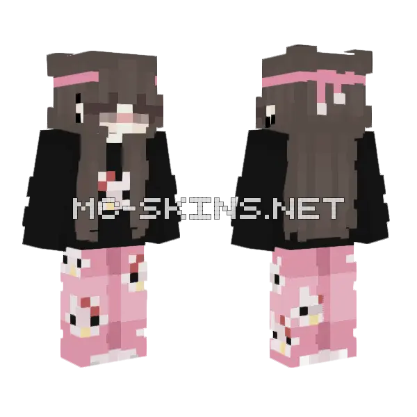 Cutie Hello Kitty Girl Minecraft skin, front and back