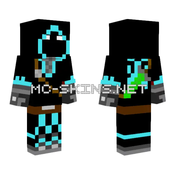 Cyan Badboyhalo Minecraft skin, front and back