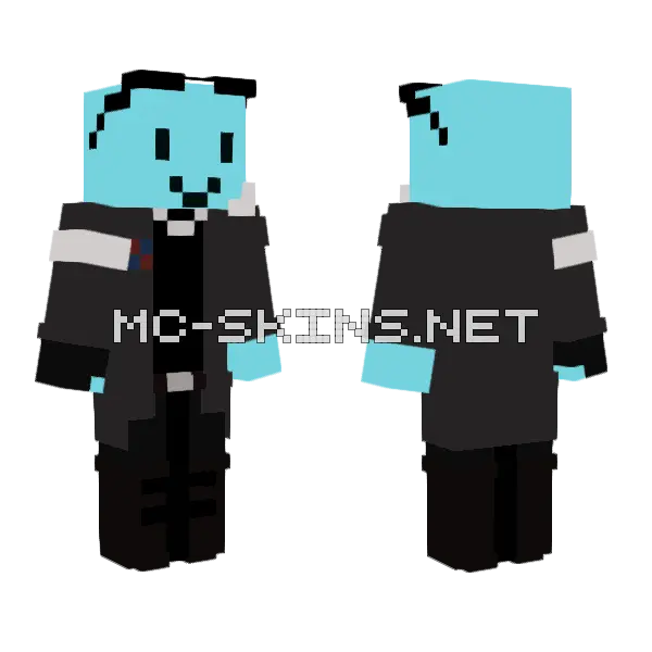 Cyan Blob Minecraft skin, front and back