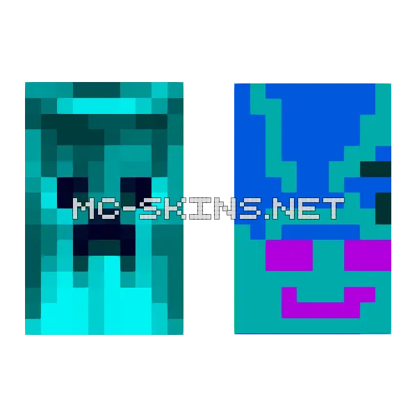 Cyan Creeper Face cape, outside and lining