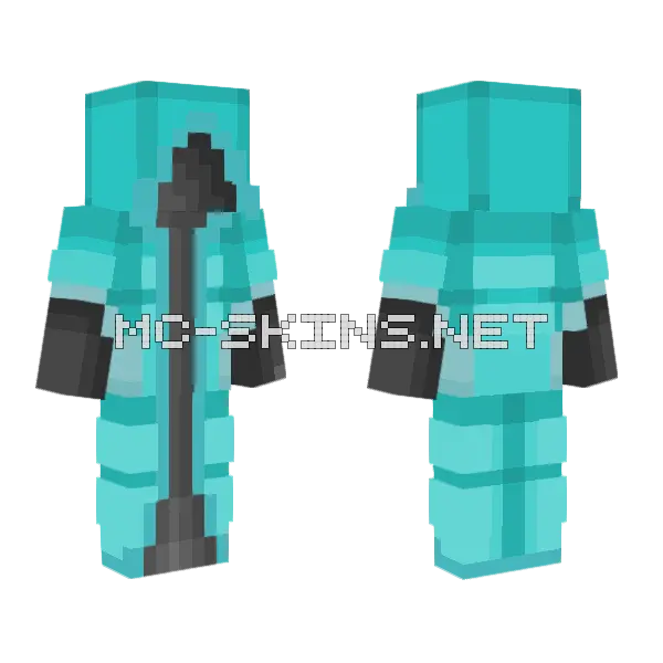 Cyan Galaxy Wizard Minecraft skin, front and back