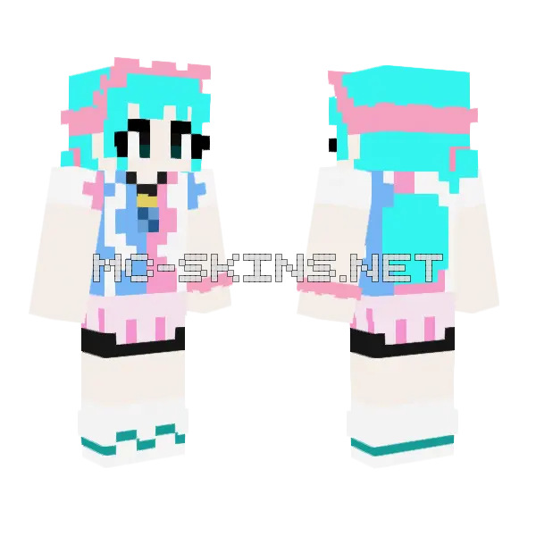 Cyan Girl Minecraft skin, front and back