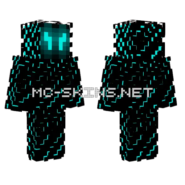 Cyan Glow Effect Minecraft skin, front and back