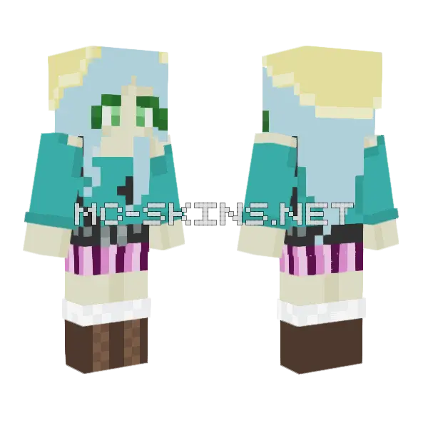 Cyan Scene Minecraft skin, front and back