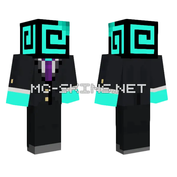 Cyan Swirl Suit Minecraft skin, front and back