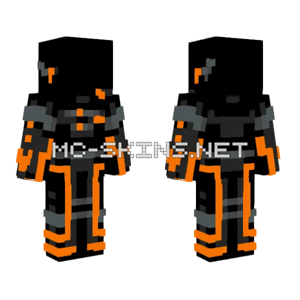 Cyber Gamer Outfit 2 Orange Minecraft skin, front and back