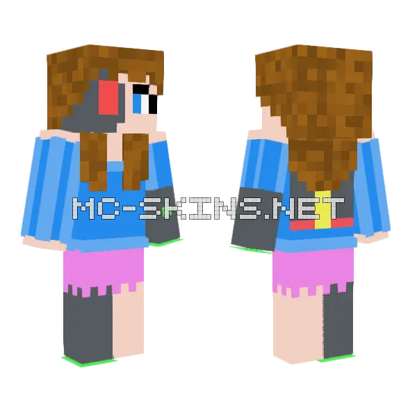 Cybergirl Minecraft skin, front and back