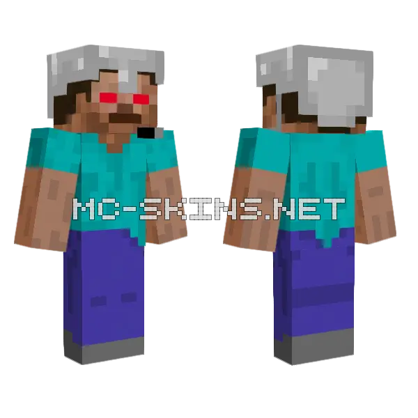 Cyborg Commander Herobrine Minecraft skin, front and back