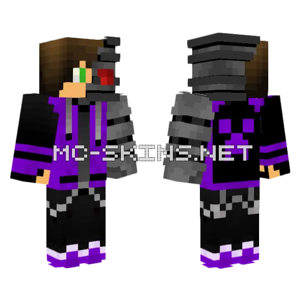 Cyborg Gamer Boy Minecraft skin, front and back