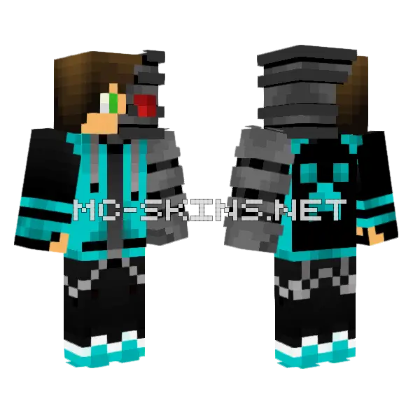 Cyborg Gamer Boy V2 Minecraft skin, front and back