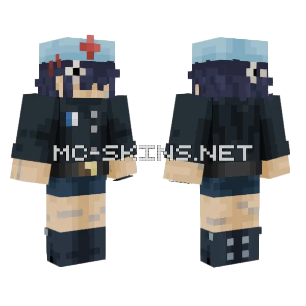 Cyborg Noodle Minecraft skin, front and back
