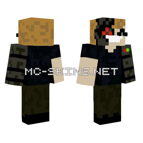 Cyborg Soldier Minecraft skin, front and back