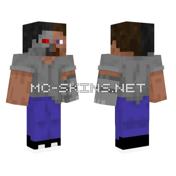 Cyborg Steve Minecraft skin, front and back
