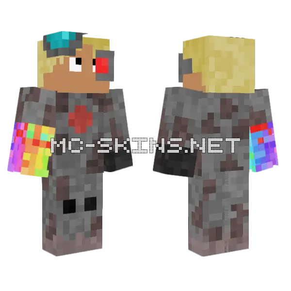 Cynorg Rainbow Heart Minecraft skin, front and back