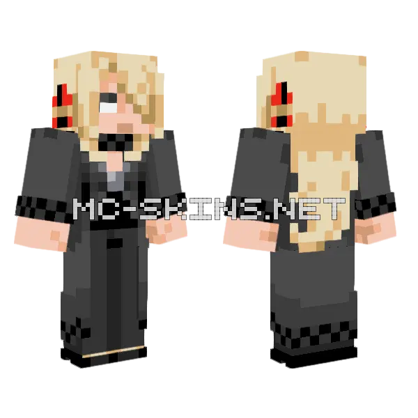 Cynthia Herobrine Eyes Minecraft skin, front and back