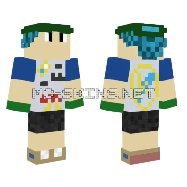 Czapa Green Hat Minecraft skin, front and back