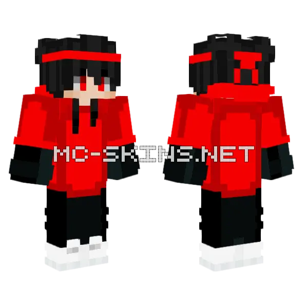 D4rkblade Red Hoodie Minecraft skin, front and back