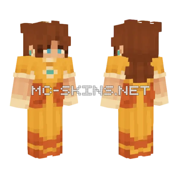 Daisy Super Mario Minecraft skin, front and back