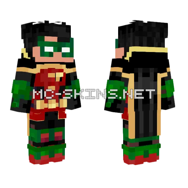 Damian Wayne Robin Minecraft skin, front and back