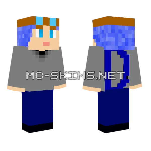 Dantdm Blue Hair Minecraft skin, front and back