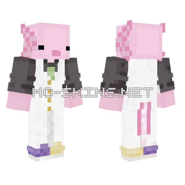 Dapper Axolotl Minecraft skin, front and back