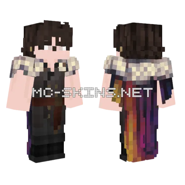 Dark Academia Boy Minecraft skin, front and back