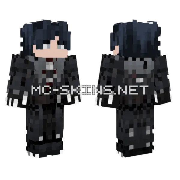 Dark Anime Boy Minecraft skin, front and back