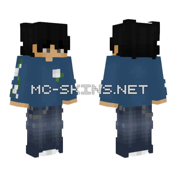 Dark Blue Denim Outfit, front and back