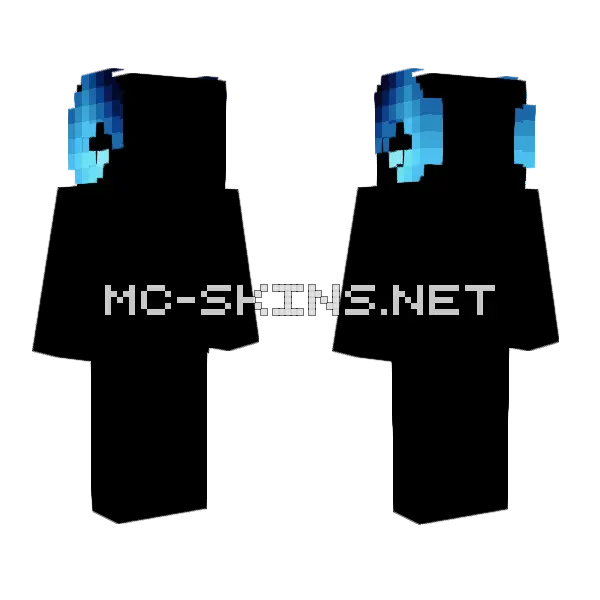 Dark Blue Fade Ram Horns Minecraft skin, front and back