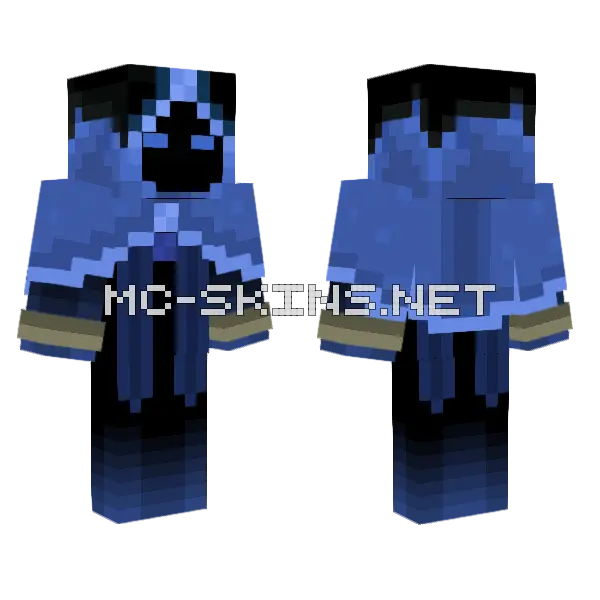 Dark Blue Hooded Figure Minecraft skin, front and back