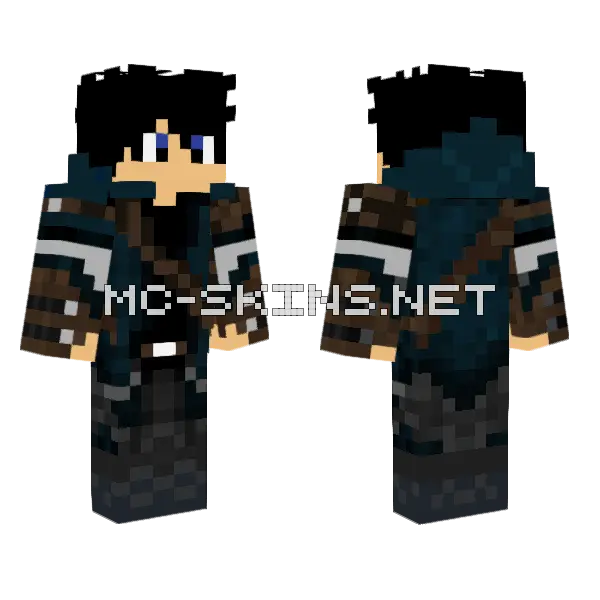 Dark Blue Hunter Minecraft skin, front and back