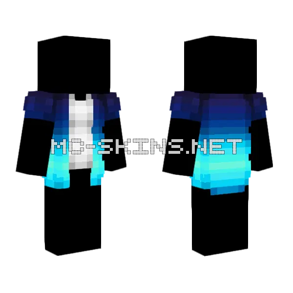 Dark Blue Neon Blue Ombre Shirt Minecraft skin, front and back