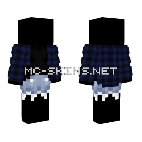 Dark Blue Plaid Outfit Minecraft skin, front and back