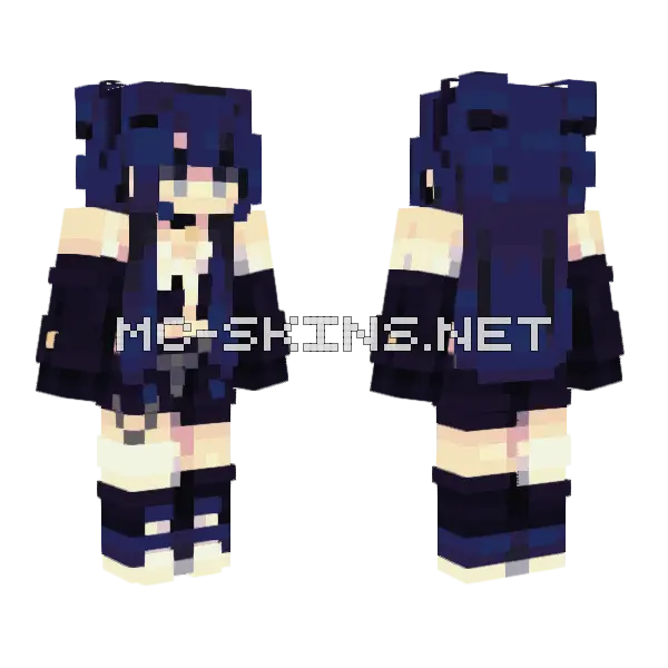 Dark Blue School Uniform Minecraft skin, front and back